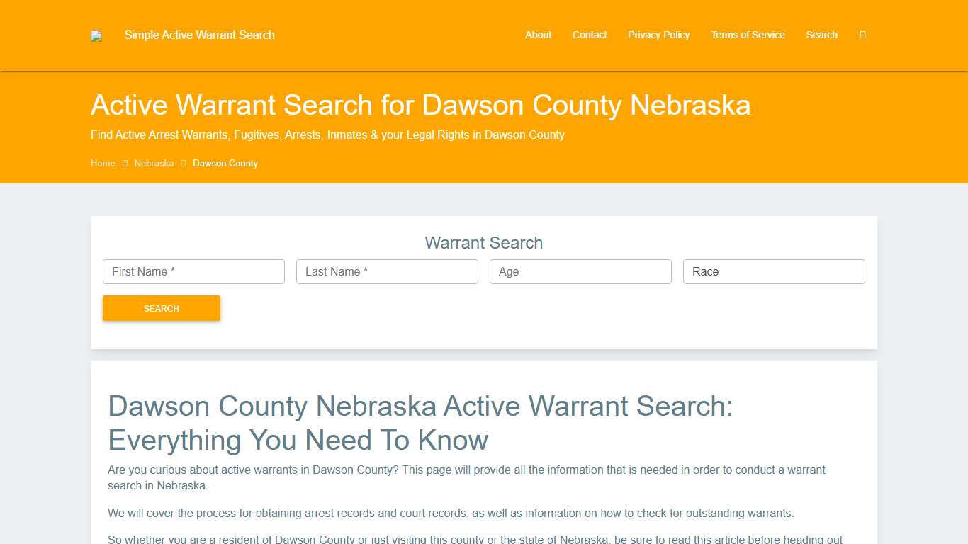 Active Warrant Search in Dawson County Nebraska - Outstanding Warrants